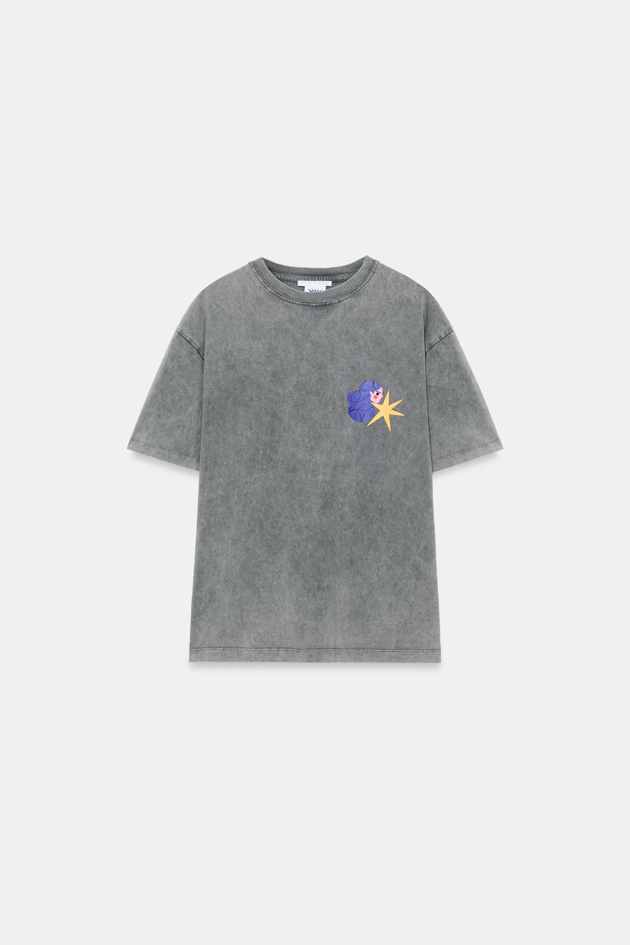 WASHED EFFECT AGUSTINA SHUAN PRINT T-SHIRT